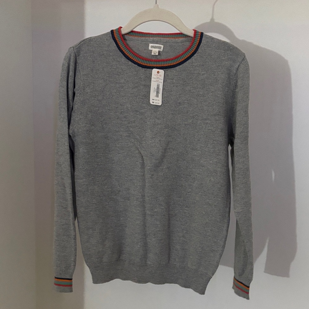 Gymboree Gray Sweater with Red and Green Trim